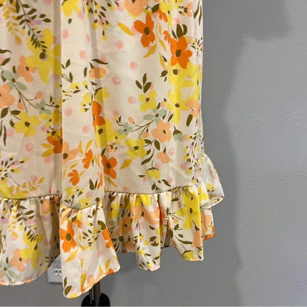 LC Lauren‎ Conrad Floral Ruffle Hem short sleeve mini Dress size XS - Picture 5 of 13